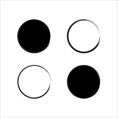 Brush circles, great design for any purposes. Round frame set. Round shape. Line art. Vector illustration. Stock image.