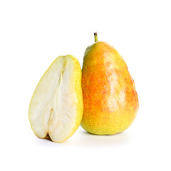 Tasty ripe pears isolated on white background