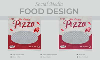 Food social media post design template, Vector Social Media Post design layout Restaurant and culinary Promotion.