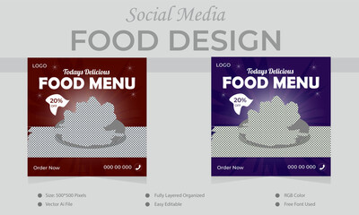 Vector Social Media Post design layout Restaurant and culinary Promotion. popular social media post design for restaurant business.
