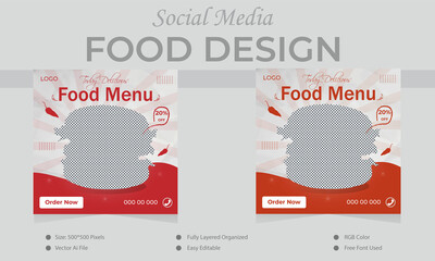 social media post food design layout , web banner template for restaurant burger design.