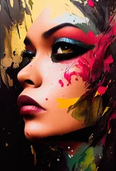 Fiktive schöne Frau der Fantasie, modische Ebenholzfrau mit Schönheitsmake-up. Kreatives schönes Mädchen. 3D-Rendering © designprojects