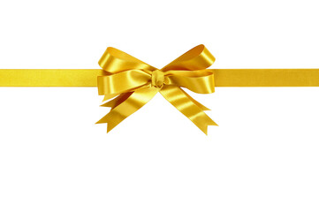 Gold bow gift ribbon photo transparent background horizontal PNG file