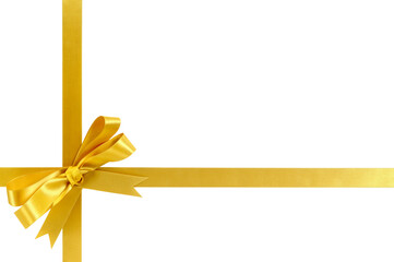 Gold bow gift ribbon photo transparent background isolated frame PNG file