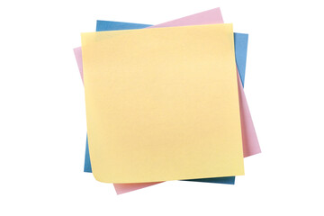 Various colors square sticky post it style note yellow on top isolated transparent background photo PNG file