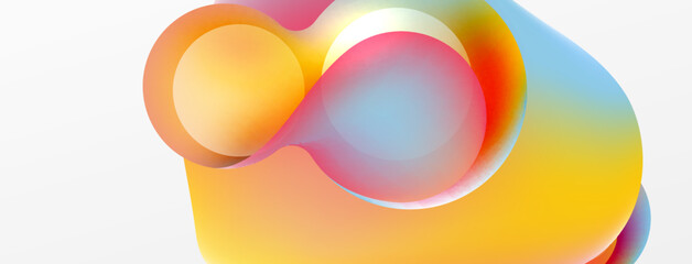 Fluid abstract background, round shapes and circle flowing design for wallpaper, banner, background or landing