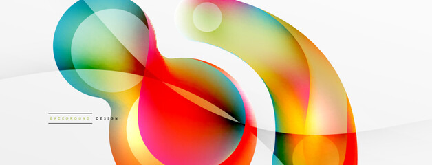 Fototapeta premium Fluid abstract background, round shapes and circle flowing design for wallpaper, banner, background or landing