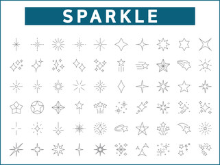 Simple Set of sparkle Related Vector Line Icons.
Vector collection of star and glittering symbols or logo elements in thin outline.
