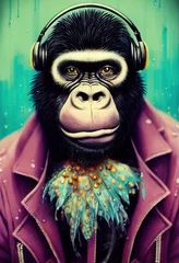 Porträt eines Punkaffen. Monkey-Rock-Musiker. Hipster-Affe mit Punkfrisur. 3D-Rendering © designprojects