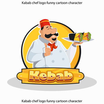 Kabab chef logo funny cartoon character