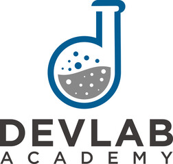 initials d logo with florence flask laboratory