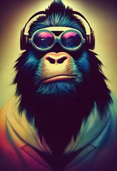 Porträt eines Punkaffen. Monkey-Rock-Musiker. Hipster-Affe mit Punkfrisur. 3D-Rendering © designprojects