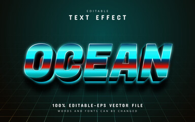 Ocean 3d neon text effect