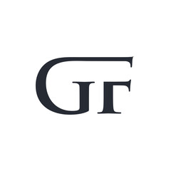 initial letter GF logotype company name colored blue and grey swoosh design. vector logo for business and company identity