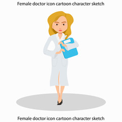 Female doctor icon cartoon character sketch