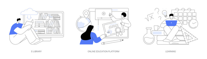 Elearning courses abstract concept vector illustrations. © Visual Generation