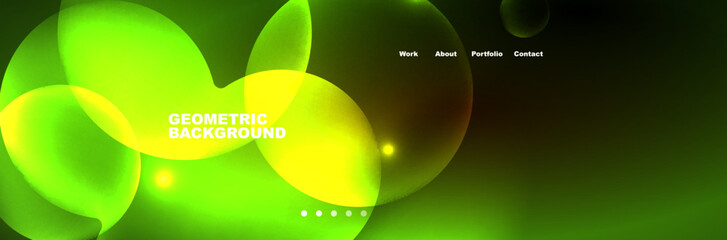 Neon glowing bubbles, circles magic energy space light concept, abstract background wallpaper design