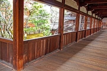 Decorative of the Japanese Style garden in Autumn season change leaf in Japan