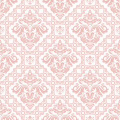 Classic seamless vector pattern. Damask orient pink ornament. Classic vintage background. Orient pattern for fabric, wallpapers and packaging