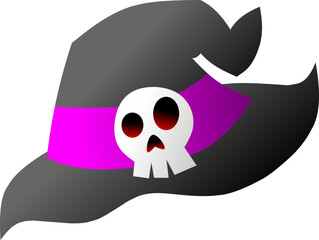 Witch hat Halloween with skull decoration vector illustration. witch hat with skull decoration for logo, icon, symbol, halloween, design or trick or treat