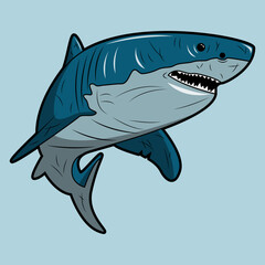 vector illustration a shark with many battle scars