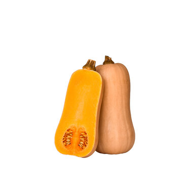 Two butternut squash isolated cutout