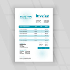 Business invoice design template, simple invoice minimal statement invoice template, professional modern clean creative bill, money receipt invoice