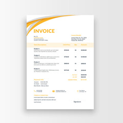 Simple yellow business invoice template
