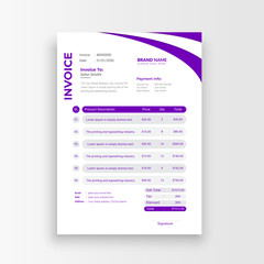 Professional invoice  design for corporate office