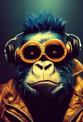 Porträt eines Punkaffen. Monkey-Rock-Musiker. Hipster-Affe mit Punkfrisur. 3D-Rendering © designprojects