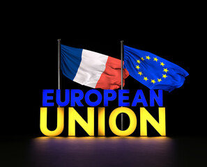 European Union and France Flag