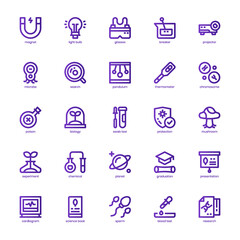 Science icon pack for your website, mobile, presentation, and logo design. Science icon basic line gradient design. Vector graphics illustration and editable stroke.