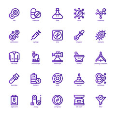 Science icon pack for your website, mobile, presentation, and logo design. Science icon basic line gradient design. Vector graphics illustration and editable stroke.