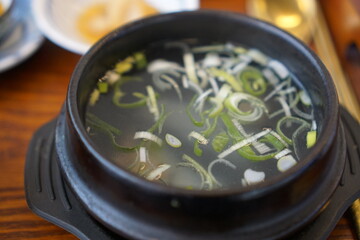 Beef radish soup in a hot pot