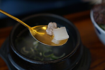 Warm and delicious beef radish soup