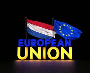 European Union and Netherlands Flag