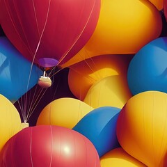 Fototapeta premium Many colorful balloons on the sky, Seamless pattern concept.
