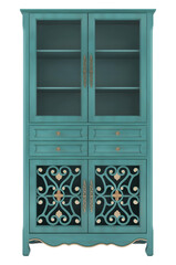 Antique classic blue wooden rack mockup. Png