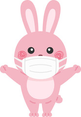 マスクをした、ウサギのキャラクターのイラスト