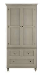 Old white wooden wardrobe mockup. Png