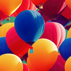 Many colorful balloons on the sky, Seamless pattern concept.