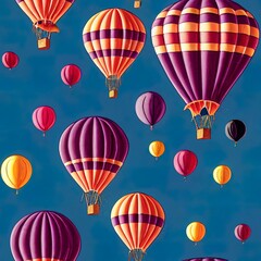 Fototapeta premium Many colorful balloons on the sky, Seamless pattern concept.