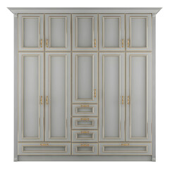 White vintage wardrobe 6 column mockup. Png