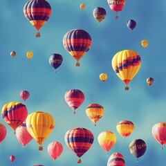 Fototapeta premium Many colorful balloons on the sky, Seamless pattern concept.