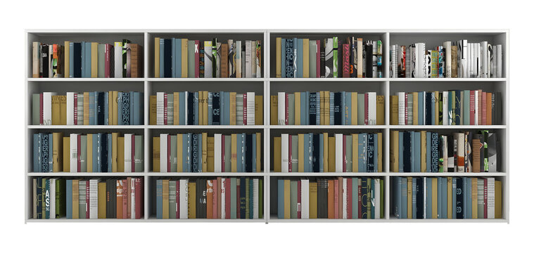 Books rack mockup with books. Png