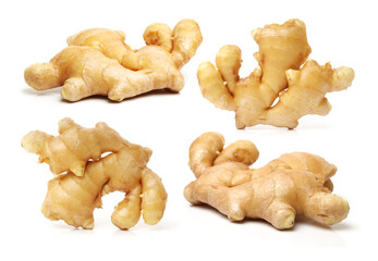fresh ginger on white background