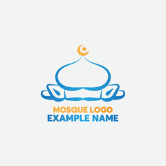 Islamic logo template, Ribbon islamic dome palace logo design template. elegant tower, dome, mosque logo ideas. inspiration logo design. template vector illustration.