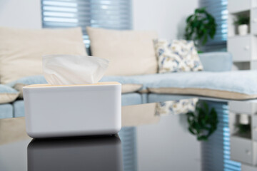 Tissue box on living room table