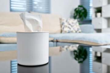 Tissue box on living room table