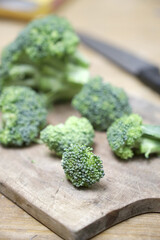 broccoli on wooden background